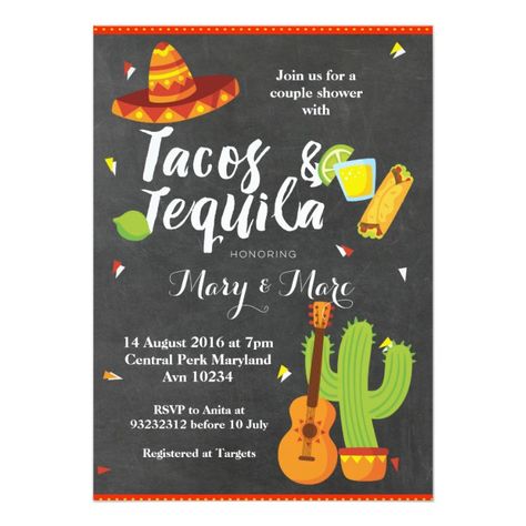 Chalkboard Fiesta Tacos and Tequila Invitation Tacos#Tequila#Invitation#Shop Tequila Invitation, Couples Baby Shower Invitations, Chalkboard Invitation, Tacos And Tequila, Bbq Invitation, Couples Baby Showers, Coed Baby Shower, Couples Shower Invitations, Beautiful Wedding Invitations