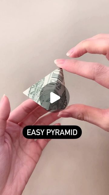 How To Fold Money, Origami Money Easy, Dollar Origami Easy Step By Step, Money Origami Easy Step By Step, Oragami Money Easy, Folding Money For Gifts Step By Step, Money Folding Ideas Easy, Ways To Fold Money, Money Pyramid