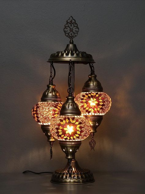 Asylove Turkish Lamp, 3 Globe Turkish Mosaic Table Lamp, Living Room and Office Decoration Lighting 5 inc Globe Total Dimesions 12 x 12 x 24 inch (DaisyBrown) #ad Table Lamp Living Room, Moroccan Table Lamp, Turkish Lamp, Living Room And Office, Turkish Mosaic, Maximalist Home, Turkish Lamps, Lamp Living Room, Moroccan Lamp