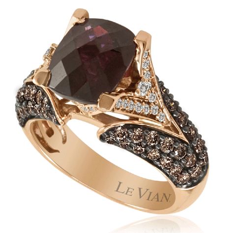 LeVian garnet + diamonds  omgggg I wear this at work all the time!  it's HUGE! Levian Chocolate Diamonds, Chocolate Diamond Ring, Levian Jewelry, Chocolate Diamond, Chocolate Diamonds, Le Vian, Ring Ideas, Royal Jewels, Rose Gold Engagement