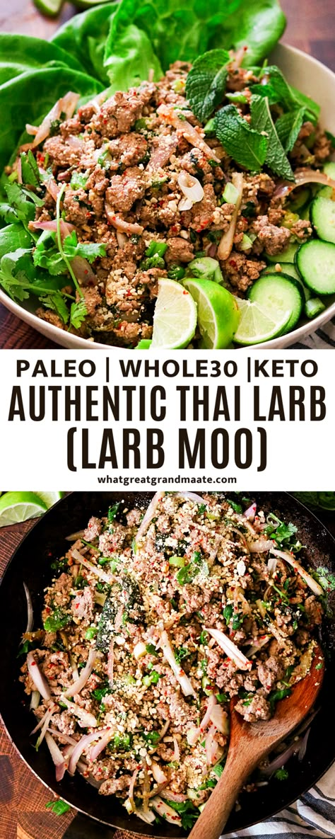 Larb Moo, Whole 30 Keto, Thai Larb, Pork Larb, Larb Recipe, Ketosis Recipes, Keto Pork, Ground Pork Recipes, Clean Keto