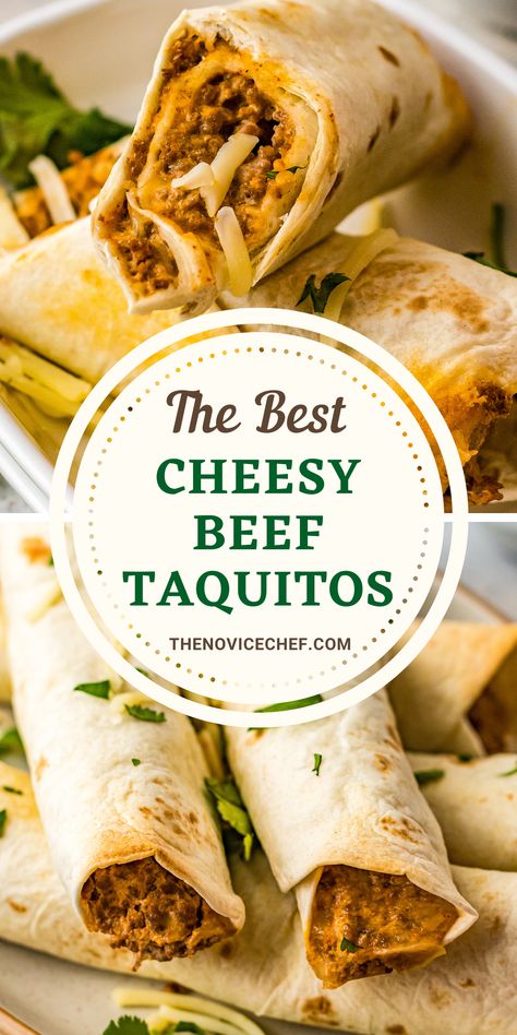 Flour Tortilla Wraps Recipes, Beef Taquitos Recipe, Beef Taquitos, Hamburger Meals, Taquitos Beef, Light Cooking, Tortillas Recipe, Creamy Salsa, Taquitos Recipe