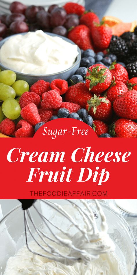 Fruit Dip With Cream Cheese, Strawberry Frosting Recipes, Healthy Fruit Dip, Easy Fruit Dip, Dip With Cream Cheese, Cream Cheese Fruit Dip, Sugar Free Fruits, Fruit Dips Recipes, Keto Fruit