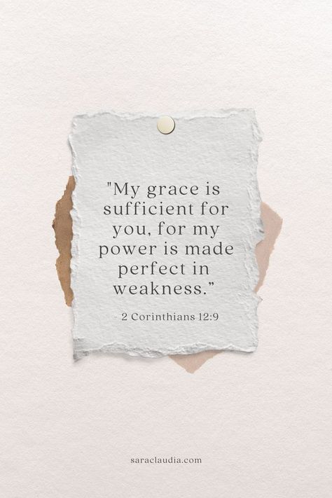 a notepad against a light pink background with text that says, “My grace is sufficient for you." 2 corinthians 12:9 Spiritual Vision Board, Kjv Study Bible, My Grace Is Sufficient, Bible Verse For Today, Esv Bible, By Faith Not By Sight, Todays Verse, Bible Verses For Women, Bible Stories For Kids