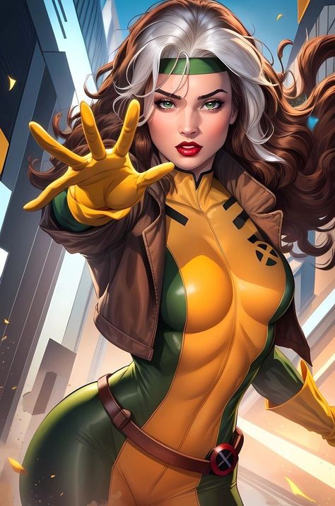 Xman Marvel, Marvel Rogue, Xmen Art, Marvel Heroines, Marvel Superheroes Art, Marvel Xmen, Marvel Characters Art, Female Superhero, Bd Comics