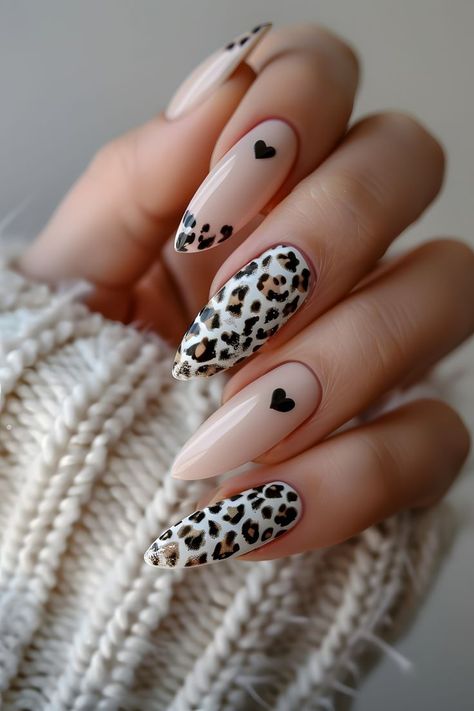 simple spring nail ideas, simple spring nails, spring acrylic nail designs, spring nails short, nails spring, spring nail ideas, march nails, spring nails designs, trendy spring nails, spring nails inspiration, easy spring nails, neutral spring nails, spring gel nails, nails design, spring nail designs, simple nails, spring nails 2024 trends, spring nails simple, leopard pattern decals, black hearts, spring nails tutorial, DIY spring nails, spring nail colors, spring nails for short nails Leopard Nail Art, Leopard Print Nails, Print Nails, Leopard Nails, Animal Nails, Pretty Nail Art Designs, Trendy Nail Art, Acrylic Nails Coffin Short, Pretty Acrylic Nails