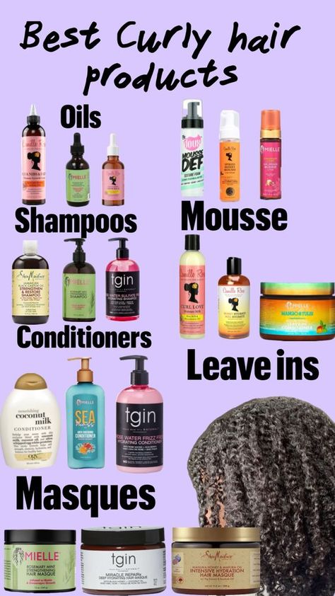 Best natural curly hair products 3c hair 4a hair low porosity hair Black Hair Care Products Curly Girl, Best Hair Care Products For Curly Hair, Curly Hair Care Routine Products, Best Mousse For Curly Hair, 3c Hair Products, 4c Natural Hair Products, 4c Hair Products, Natural Curly Hair Products, Low Porosity Hair Care