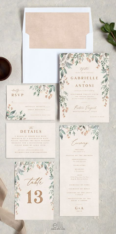 Rustic vines wedding invitation suite with gorgeous vines surrounding all the wedding details. Diy Wedding Invitations Simple, Diy Simple Wedding Invitations, Rustic Wedding Invitations Diy, Rustic Wedding Invitation Design, Online Wedding Invitations Design, Wedding Vines, Playful Wedding Invitations, Wedding Invites Diy, Wedding Invite Design