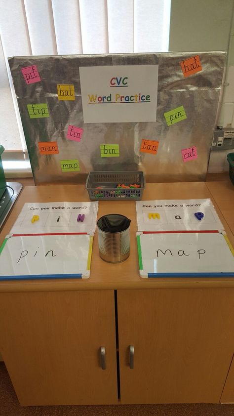 Fine Motor Literacy Centers Kindergarten, Writing Station Eyfs, Literacy Provision Eyfs, Phonics Table Eyfs, Phase 3 Phonics Activities Eyfs, Writing Table Eyfs, Eyfs Writing Area, Writing Area Eyfs, Year 1 Writing