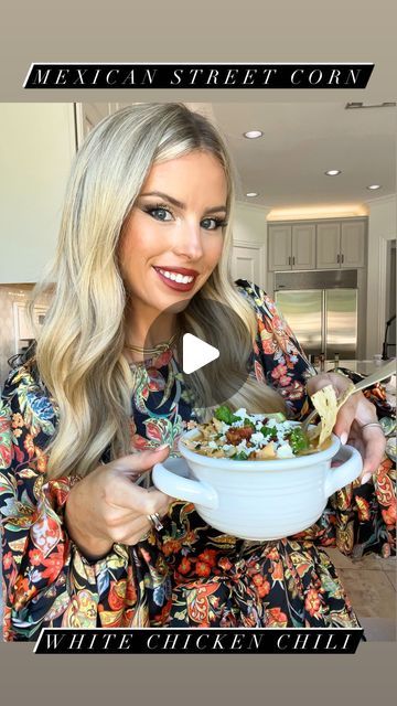 Macy Blackwell on Instagram: "Mexican Street Corn White Chicken Chili!🌽😋 My new favorite soup!!! So delicious! I ate on the leftovers for a week! Recipe is from @jzeats 💖

Ingredients:

* 4 boneless, skinless chicken breasts
* 1 yellow onion, chopped
* 1 jalapeno, diced
* 4 cups chicken bone broth
* 1.5 cups sour cream
* 1/2 cup shredded monterey jack cheese, (I used a blend of monterey jack and mild cheddar)
* 4 cloves of garlic, minced
* 1/2 tablespoon dried oregano
* 1/2 teaspoon chili powder
* 2 cups frozen sweet white corn
* 1/2 cup fresh cilantro, chopped
* 1 lime, juice
* 3 tablespoons cornstarch
* 3 tablespoons water
* olive oil
* cotija cheese
* bacon crumbles
* tortilla strips
* sliced avocado

Directions:

1. In a large soup pot heat 1 tablespoon of olive oil. Add onion, jala Mexican Street Corn Chicken Chili Soup, Mexican Street Corn White Chicken Chili Macy Blackwell, Jzeats Mexican Street Corn White Chicken Chili, Mexican Street Corn White Chicken Chili, Macy Blackwell Recipes, Cojita Cheese, Macy Blackwell, Chicken Bone Broth, Corn Chicken