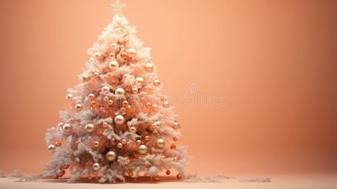 Peach Fuzz Colored Christmas Tree With Decoration On Light Background Stock Illustration - Illustration of decoration, white: 300671558 Peach Christmas Tree, Peach Christmas, Colored Christmas Tree, Peach Beach, Winter Whimsy, Peach Background, Beach Christmas, Peach Fuzz, Colorful Christmas Tree