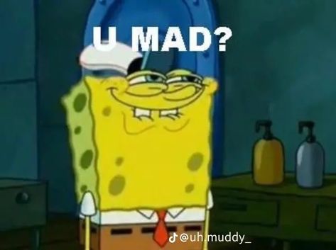 Mad At Him Memes, Mad Reaction Pic, Mad Memes, Mood Pics Mad, Bye Meme, Mad Meme, U Mad, Spongebob Funny Pictures, Spongebob Meme