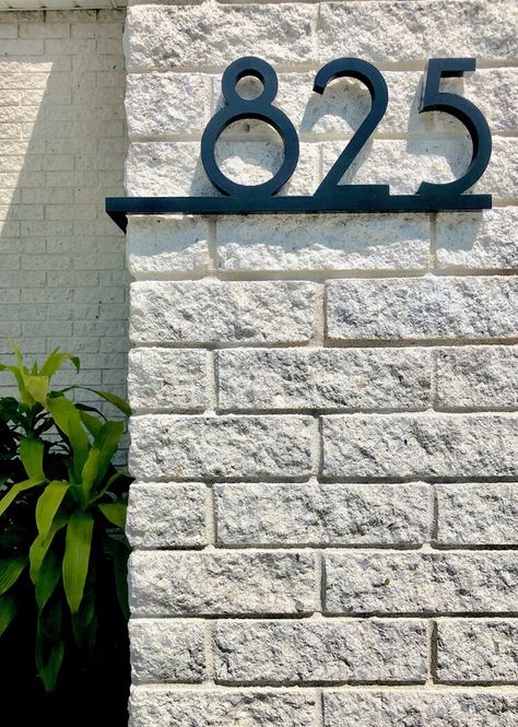 Gallery — Orthografica | Customized house numbers and plaques for homes, residential and commercial properties Number Plate Design, Modern House Numbers Sign, House Number Plates, Number Ideas, Sign Board Design, House Address Sign, Sign Logo, Address Plaques, Modern House Number