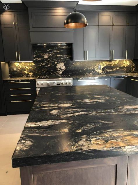 Black Granite Kitchen Countertops, Leathered Granite Countertops, Titanium Granite, Black Granite Kitchen, Black Kitchen Countertops, Kitchen Design Countertops, Leather Granite, Marble Countertops Kitchen, Warehouse Conversion