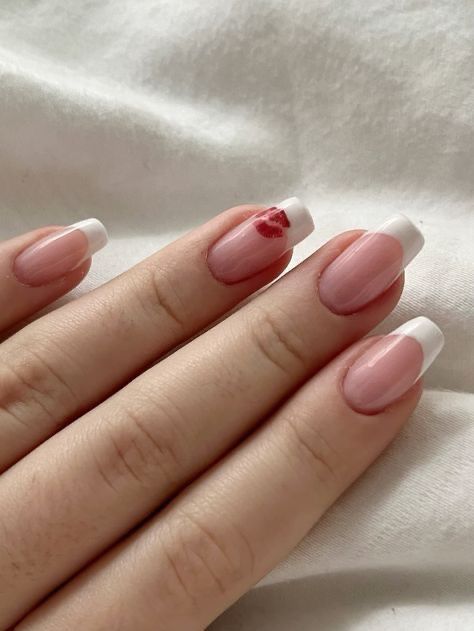 Baby Pink Nail Art, Ongles Gel French, Kiss Nails, Cute Simple Nails, Girly Acrylic Nails, Basic Nails, Her Nails, Coffin Shape Nails, White Nail