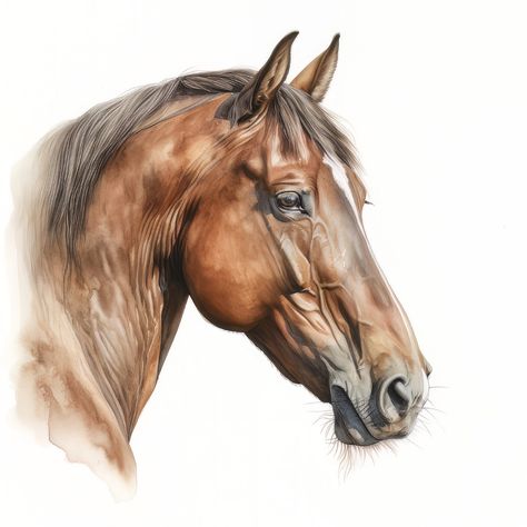 Horse Digital Art, Aquarel Painting, Colorful Horse Painting, Animal Digital Art, Horse Art Ideas, Drawing Horses, Portrait Drawing Tips, Watercolor Horse Painting, Horse Watercolor