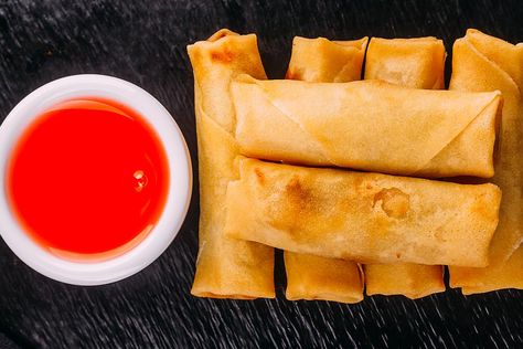 Air Fryer Lumpia Recipe: Crispy Filipino Spring Rolls In 30 Minutes #30secondmom Air Fryer Lumpia, Homemade Lumpia, Filipino Spring Rolls, Lumpia Wrapper, Lumpia Recipe, Sweet Chili Dipping Sauce, Fried Spring Rolls, Filipino Recipe, Baking Measurements