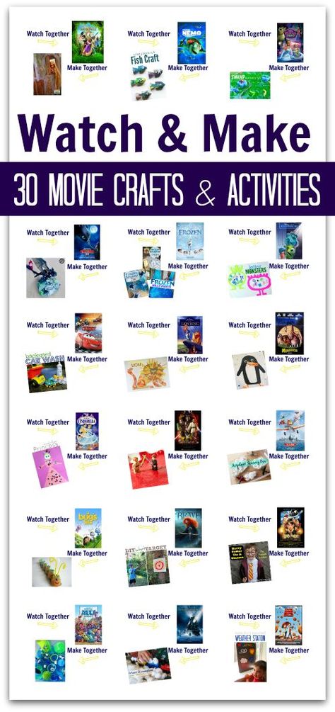 Huge list of family movie night movies and crafts or activities to do after watching the film! Frugal Summer Activities, Summer Kids Activities #summer Movie Week Activities, Movie Themed Activities, Family Movie Night Movies, Movie Night Crafts, Babysitting Kits, Kids Movie Night Ideas, Movie Night Movies, Movie Activities, Movie Crafts