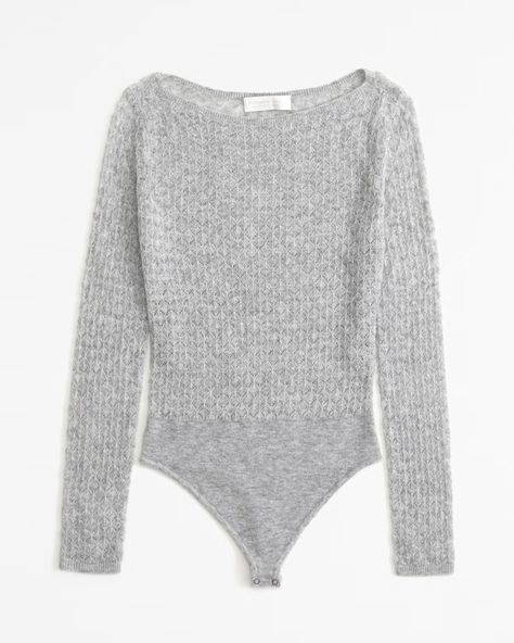 Women's Sweaters & Sweater Tanks | Abercrombie & Fitch Turtleneck Bodysuit, Grey Bodysuit, Leather Trousers, Merino Wool Sweater, Long Sleeve Bodysuit, Wool Sweater, Fashion Tops, Women's Tops, Abercrombie Fitch