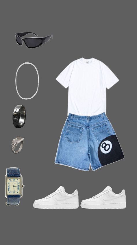 Outfit Short Jean, Outfit Short, Street Fits, Short Jean, Mens Outfit Inspiration, Fresh Shoes, Streetwear Men Outfits, Other Outfits, Sneakers Outfit