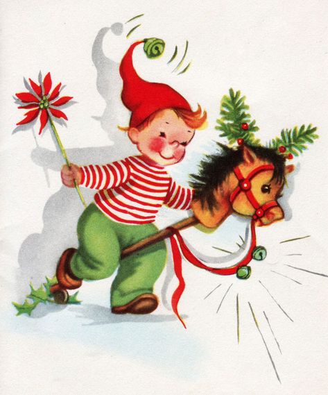 Elf Illustration, Vintage Christmas Elf, Roger Wilkerson, Old Time Christmas, Vintage Holiday Cards, Christmas Ephemera, Christmas Illustrations, Vintage Christmas Images, Christmas Graphics