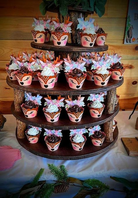 Bambi Cupcakes, Oh Deer Baby Shower Girl, Deer Baby Shower Theme, Deer Themed Birthday Party, Deer Cupcakes, Deer Baby Shower Girl, Deer Birthday Party, Enchanted Forest Baby Shower, Baby Shower Cupcakes For Girls