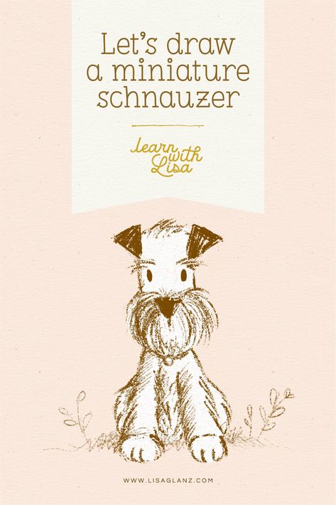 Schnauzer Drawing, Schnauzer Art, Illustration Children, Procreate Ipad Art, Easy Drawing Tutorial, Cute Miniature, Dog Sketch, 강아지 그림, Drawing Tutorial Easy