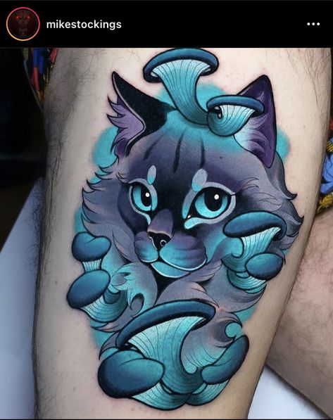 Neo Tattoo, Colorful Tattoo, Kawaii Tattoo, Cat Tattoo Designs, Tatuaje A Color, Gothic Tattoo, Tattoo Portfolio, New School Tattoo, Tattoo Art Drawings