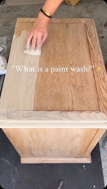 Michelle McRae on Instagram: "HERE👇🏽  Paint washing is a very popular refinishing method. After stripping the old finish to raw wood, dilute the paint with water, brush or wipe it on and wipe off the excess. Doing so allows you to showcase the wood grain without darkening the finish.   If you need process details or product links, COMMENT “paint wash” and I’ll send them ⤵️ (links earn commissions)   #nightstandmakeover #diyfurnituremakeover" Night Stand Makeover, Paint With Water, Paint Wash, Chalk Paint Wax, Pine Cabinets, Staining Furniture, House Trim, Water Brush, Raw Wood