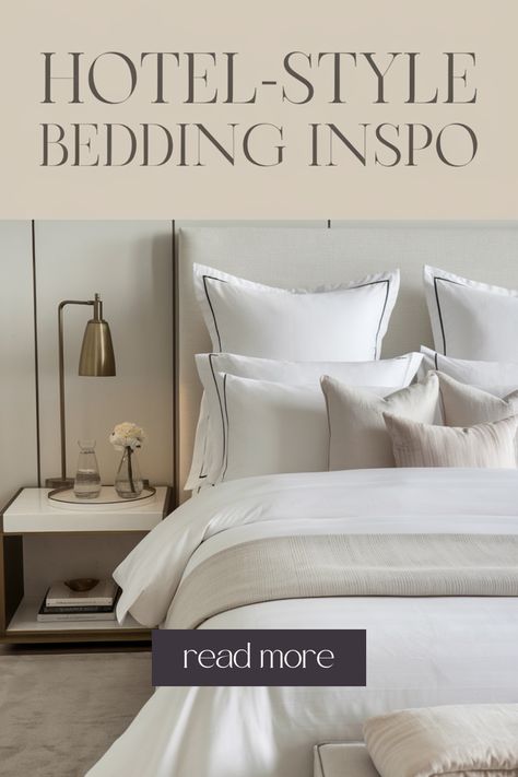 Want that luxurious hotel bedding vibe at home? This step-by-step guide shares easy tips to achieve the ultimate hotel bedding look. From crisp sheets to cozy layers, get the bedding inspo you need for a bedroom refresh! 🛏️✨ #beddinginspohotel Monogram Bedding Master Bedrooms, Hotel Sheets Aesthetic, Make Bedroom Look Like Hotel, Make Your Bed Like A Hotel, How To Make A Cozy Bed Layered, How To Make A Luxurious Bed, Hotel Bedding Aesthetic, How To Make Your Bed Like A Hotel, Resort Bedroom Ideas