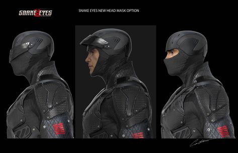 Combat Mask Design, Snake Eyes Gi Joe Origins, Ninja Armor, Snake Eyes Gi Joe, Batman Concept, Cyberpunk Armor, Helmet Concept, Arte Nerd, Ninja Art