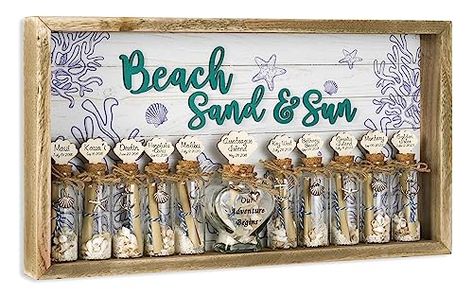 Sand Jar, Beach Keepsakes, Nautical Christmas Ornaments, Beach Signs Wooden, Beach Room Decor, Beachy Room, Glass Fishing Floats, Beach Ornaments, Beach Bathroom Decor