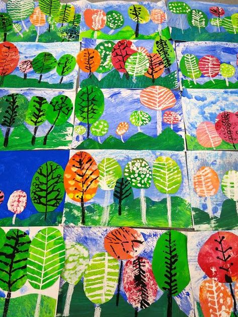 My first grade artists finished off these fall landscape collages inspired by the artist Eloise Renouf...and the artists (along with this art teacher) couldn't be more proud. In this lesson, we learn Landscape Art Lessons, Fall Tree Painting, First Grade Art, Cassie Stephens, Kindergarten Art Lessons, Outfit Photos, Fall Art Projects, Fall Arts And Crafts, Classroom Art Projects