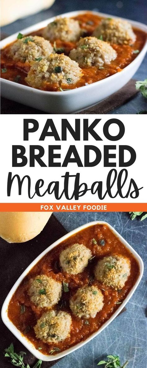 These deliciously crispy panko breaded meatballs are coated in a flavorful panko breadcrumb Parmesan crust then baked until golden brown. The crisp coating around each tender meatball adds wonderful texture and flavor, making them an ideal appetizer meatball to dunk in marinara sauce or they are great meatballs to use in a hoagie roll as a crispy meatball sub. Meatballs Using Panko Bread Crumbs, Meatballs Panko Bread Crumbs, Meatball Recipes With Panko, Panko Crusted Meatballs, Meatballs With Breadcrumbs, Panko Meatballs, Crispy Meatballs, Meatballs Without Breadcrumbs, Gluten Free Italian Meatballs