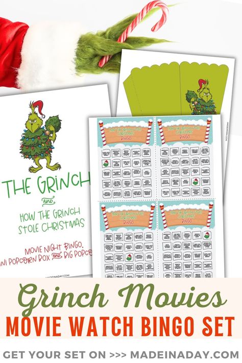 Add a dash of Whoville fun to your next movie marathon with our Grinch Movies Printable Bingo Game Set. Print and play for an unforgettable experience! Download now! grinch games, grinch bingo, holiday movie bingo, movie bingo Grinch Bingo, Grinch Games, Bingo Movie, Movie Bingo, Grinch Ideas, Printable Bingo Games, The Grinch Movie, Your Next Movie, Bingo Printable