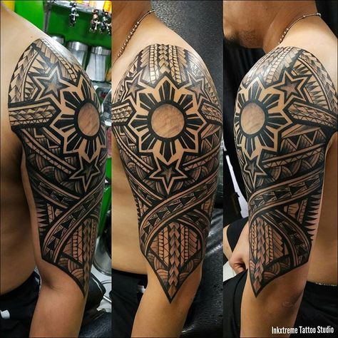 Filipino Tattoos Men, Traditional Filipino Tattoo, Filipino Tattoo, Ethnic Tattoo, Filipino Tattoos, Polynesian Tattoo Designs, Cross Tattoo For Men, Planet Tattoos, Cool Arm Tattoos