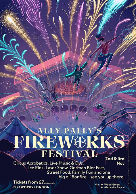 Behance :: Buscar Art Festival Poster, Latitude Festival, Festive Poster, Robert Hunter, Illustrated Poster, Alexandra Palace, Fireworks Festival, Fireworks Design, Desain Buklet