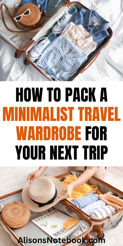 Simplify your packing process and travel in style with a minimalist travel wardrobe. Discover how to curate a collection of versatile, wrinkle-resistant pieces that can be easily mixed and matched to create multiple outfits. Learn tips for choosing the right fabrics, colors, and accessories to maximize your options while minimizing your luggage. Multiple Outfits Few Pieces, Packing Outfits, Minimalist Travel Wardrobe, Interchangeable Wardrobe, Packing Clothes, Travel Capsule, Multiple Outfits, Pack Light, Travel Capsule Wardrobe