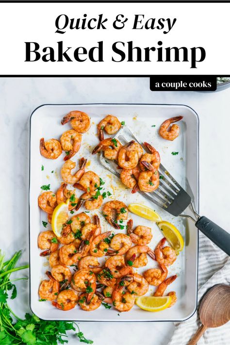 The best easy way to cook shrimp? Roasted in the oven! This baked shrimp comes out tender and juicy, perfectly seasoned with garlic and herbs. #shrimp #bakedshrimp #shrimprecipe #healthyrecipe #quickdinner #fastdinner Easy Oven Shrimp Recipes, Shrimp Cooked In Oven, Baking Shrimp In Oven, Cooking Shrimp In The Oven, How Long To Cook Shrimp On Stove, Oven Roasted Shrimp Sheet Pan, How To Cook Shrimp In The Oven, Broiled Shrimp Oven, Shrimp Oven Recipes