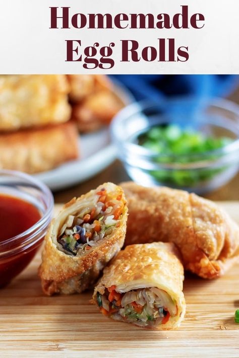 An easy to follow recipe to make tasty, homemade egg rolls at home. These Asian inspired appetizers will satisfy your cravings for Chinese take-out. #Chinese #takeout #dinner #appetizers #apps #food via @berlyskitchen Asian Inspired Appetizers, Homemade Egg Rolls, Chicken Spring Rolls, Homemade Chinese Food, Chinese Take Out, Egg Roll Recipes, Chinese Takeout, Egg Roll, Dinner Appetizers