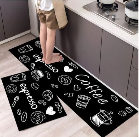 Espresso Written Kitchen Carpet Non-slip Based Washable - Etsy New Zealand Nordic Style Kitchen, Outdoor Entrance, Soft Bedroom, Living Room Balcony, Design Your Kitchen, Bathroom Carpet, Kitchen Carpet, Kitchen Mats Floor, Carpet Mat