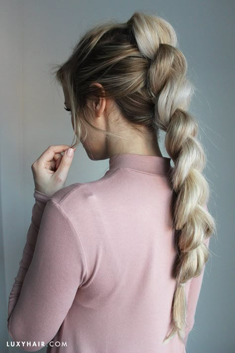 Teenage Hairstyles For School, Easy Braid Styles, Teenage Hairstyles, Pull Through Braid, Luxy Hair, Long Box Braids, Braided Hairstyle, Hairstyles Braided, Looks Party