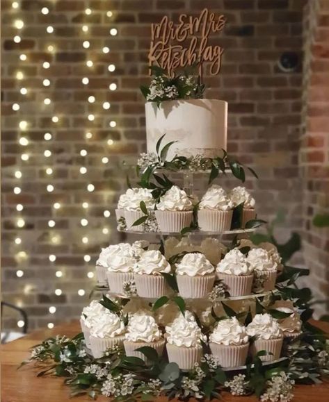 Cupcake Elegance on Instagram: “Sometimes keeping it simple is all that is needed 🤍 @sandstonepointweddings . . #cupcakeelegance #cupcakeweddingcake…” Wedding Cupcake Tower, 25th Anniversary Party, Boda Ideas, December Wedding, Cupcake Tower, Wedding Items, Wedding Cakes With Cupcakes, Cream Wedding, Simple Wedding Cake