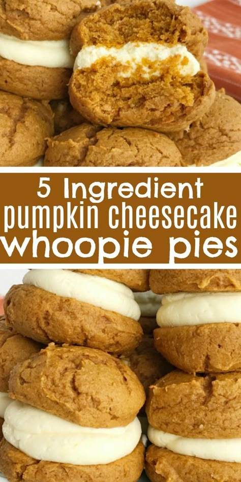 Pumpkin Cheesecake Whoopie Pies | Pumpkin Cookies | Pumpkin Recipe | Whoopie Pies | Pumpkin cheesecake whoopie pies are the only pumpkin dessert you will need this Fall. Fluffy & sweet cheesecake whipped cream in between two soft pumpkin cookies. Not only are these so quick & easy but they will disappear just as fast! And only 5 ingredients are needed! #pumpkin #pumpkinrecipes #pumpkincookies #dessert #easyrecipe Cheesecake Whipped Cream, Whipped Pumpkin, Soft Pumpkin Cookies, Cookies Pumpkin, Whoopie Pie Recipe, Pumpkin Whoopie Pies, Pumpkin Recipes Easy, Whoopie Pie, Pumpkin Recipe