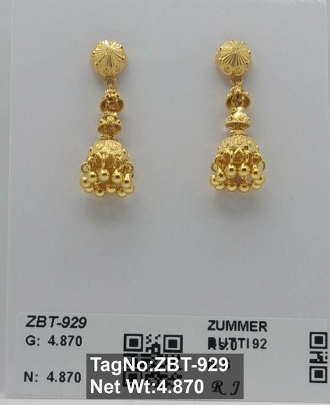 KUBER JEWELLERS R10 Plain Gold Earrings, Gold Tops, New Gold Jewellery Designs, Fancy Jewellery Designs, Gold Bridal Jewellery Sets, Gold Wedding Jewelry, Gold Designs, Pooja Room, Room Door