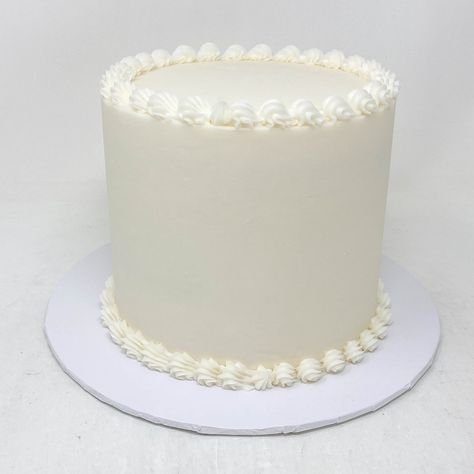 Perfect for your DIY project. Simple and affordable. No extra decorations included. Plain White Cake Simple, Cake With Border, Tall Round Cake, Small Wedding Cakes Simple Classy, Small White Wedding Cake, Plain Birthday Cake, Simple Cake Ideas, Plain White Cake, White Buttercream Cake