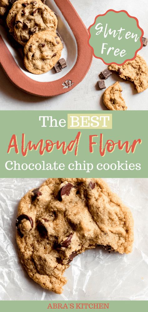 Rice Flour Chocolate Chip Cookies, Almond Flour Desserts, Almond Flour Chocolate Chip, Almond Flour Chocolate Chip Cookies, Almond Chocolate, Almond Flour Cookies, Baking With Almond Flour, Paleo Cookies, Recipes Paleo