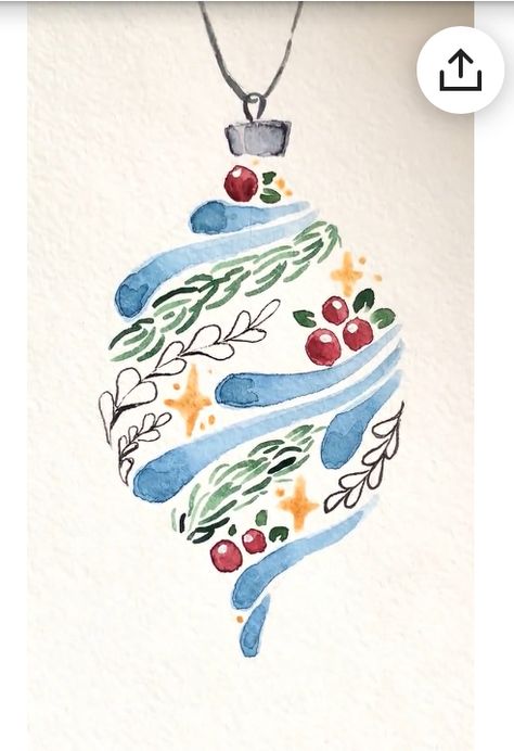 Easy Water Color Painting Christmas, Christmas Theme Pictures, Watercolor Christmas Thank You Cards, Christmas Card Design Watercolor, Watercolor Christmas Tree Ornaments, 3 Wise Men Watercolor, Watercolor Christmas Ornament Cards, Watercolor Xmas Cards Simple, Watercolours Christmas Cards