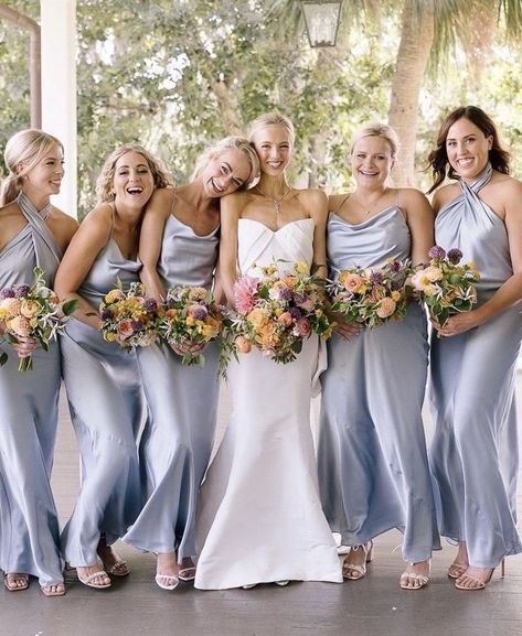 Bridesmaid Dresses Periwinkle, Periwinkle Bridesmaid Dress, Periwinkle Bridesmaid Dresses, Powder Blue Bridesmaid Dress, Pale Blue Bridesmaid Dresses, Wedding Core, Bridesmaid Dress Color Schemes, Bridesmaids Colors, Bridesmaid Glam