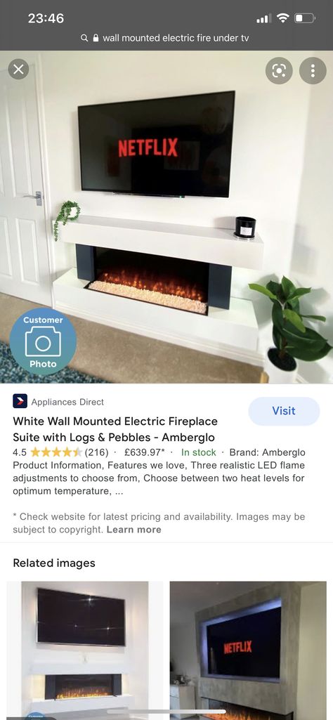 Fire Under Tv, Fireplace Under Tv, Wall Mounted Electric Fires, Under Tv, Fireplace Suites, Electric Fires, Media Wall, Electric Fireplace, Tv Stand